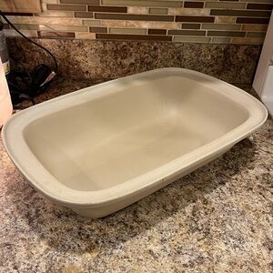 The Pampered Chef Roasting Pan 11x17 Family Heritage Stoneware Deep Baking Dish